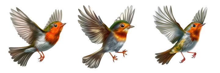 Obraz premium Set of various bird flying, cartoon isolated on transparent background