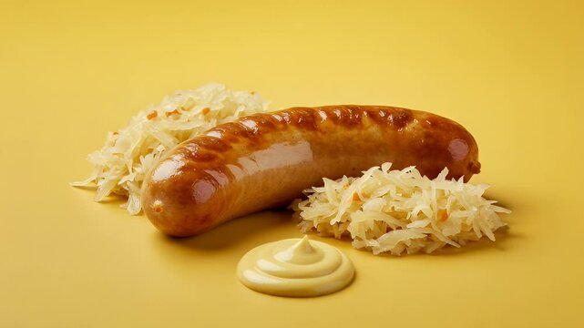Grilled sausage with sauerkraut and mustard