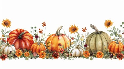 Jesienne dynie i kwiaty - kompozycja botaniczna