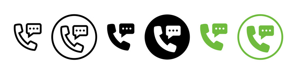 Single phone handset with speech bubble. Phone call message set icons, call us, phone call sign. Pictogram design for app advert, web banner button, ui interface element. Vector illustration 