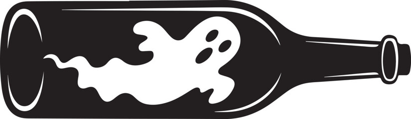 Spooky Halloween Ghost in a Bottle Illustration