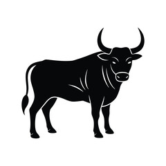 Black and white farm animal isolated vector illustration of a cute dairy cattle or bull head silhouette