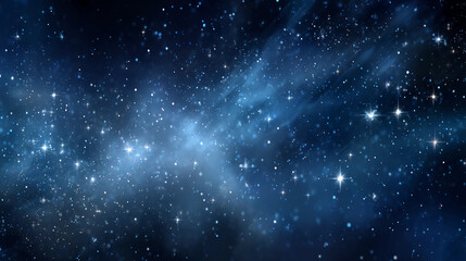 Obraz premium Fantasy night sky background with glowing stars, navy blue and sparkles, dreamlike softness