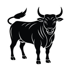 Black and white farm cattle, a cute isolated bull or cow vector illustration
