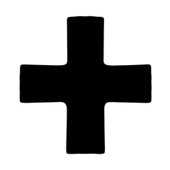 Obraz premium Bold Black Plus Sign with Rounded Edges on a White Background