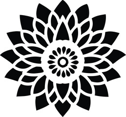 Abstract Black and White Floral Mandala Design Element