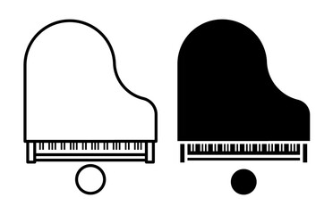 Fototapeta premium Linear icon. Concert piano royal top view. Pianist place under spotlights on stage. Simple black and white vector isolated on white background