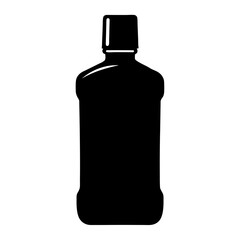 Black silhouette of a rectangular bottle commonly used for mouthwash, isolated