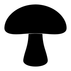Simple black silhouette of a mushroom with a smooth cap and stem
