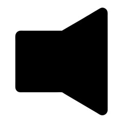 Black and white graphic illustration of a speaker icon representing volume