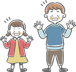 びっくりしている子供　全身　ベクター
