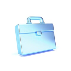 Glossy blue business briefcase isolated on white background representing finance and professionalism