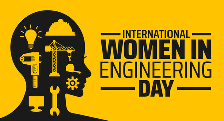 International women in engineering day background banner or poster design template. observed every year in June. Holiday concept. Use to any Template, card, poster, placard, template.