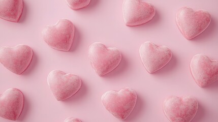 Fototapeta premium Pink Gradient Background with Small Hearts Vector Illustration for Valentine's Day Celebration, Soft Lighting, Pastel Colors, Romantic Mood, High Resolution, Vector Art Style