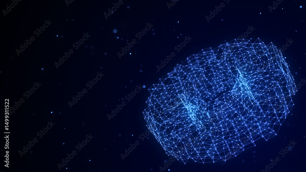 Poster network connection structure in the form of a torus. technology connect big data. science background