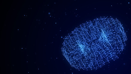 Network connection structure in the form of a torus. Technology connect big data. Science background. Abstract geometric 3D objects. 3D rendering.