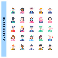 25 Avatar Flat icon pack. vector illustration.
