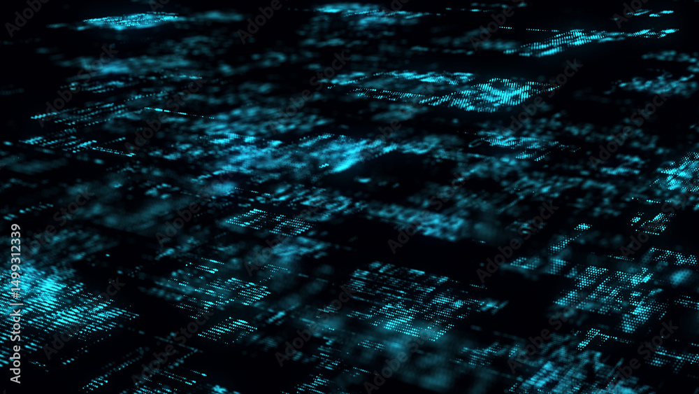 Wall mural future digital cyberspace. sorting and analysis digital data. technology matrix algorithm. security 