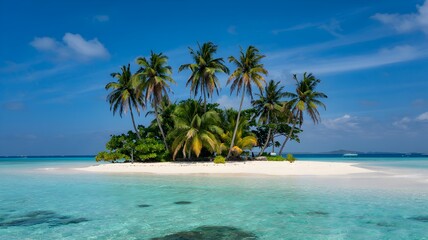 tropical beach with coconut palm trees