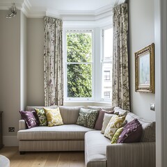 Living room with a couch and a window