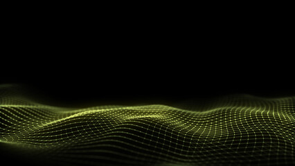 Obraz premium Abstract technology wave of particles and lines. Big data visualization. Background with motion dots. Artificial intelligence.