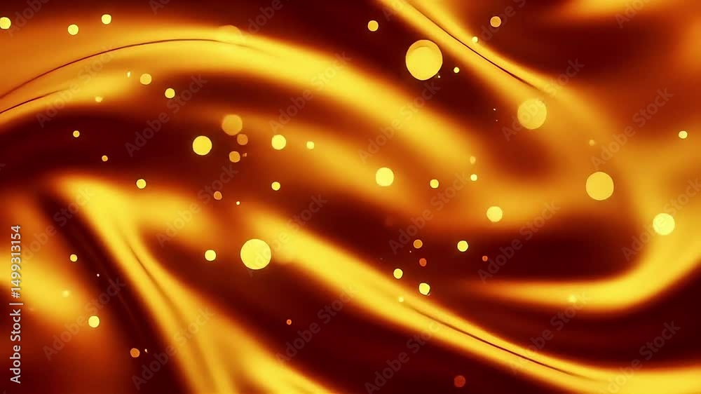Poster golden abstract flowing background with bokeh effects and dynamic light streaks