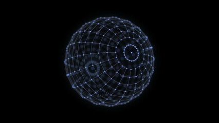 Futuristic sphere of particles and lines. Network connection big data. Abstract technology background. 3d rendering.