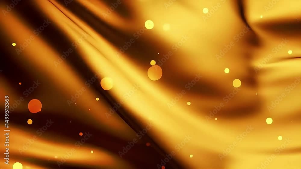 Aufkleber golden abstract: flowing fabric with bokeh lights and shimmering effects