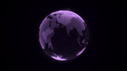 Virtual planet Earth with particles and lines. Network connection big data. Abstract technology background. 3D rendering.