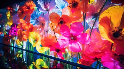 Kolorowy bukiet sztucznych kwiatów w nocy © BagazLK