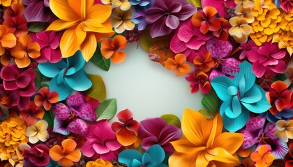 Kolorowa kompozycja kwiatowa z przestrzenią na tekst