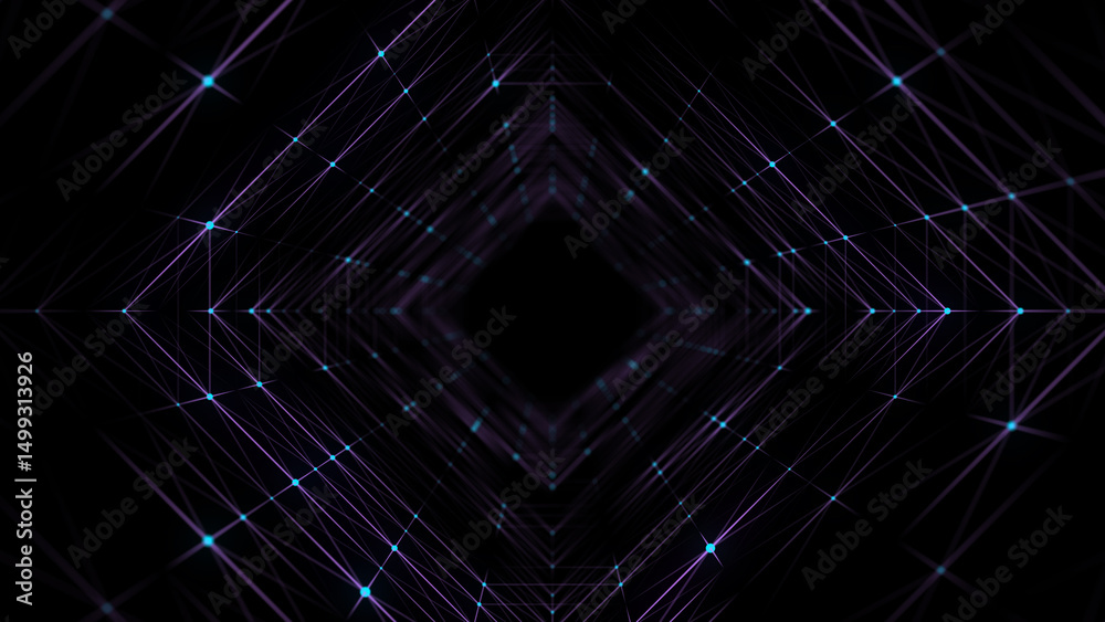 Sticker abstract wireframe tunnel. wormhole. 3d portal grid. futuristic fantasy funnel. 3d rendering.