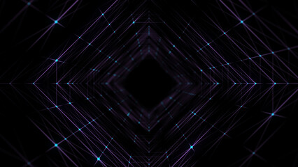 Abstract wireframe tunnel. Wormhole. 3D portal grid. Futuristic fantasy funnel. 3d rendering.