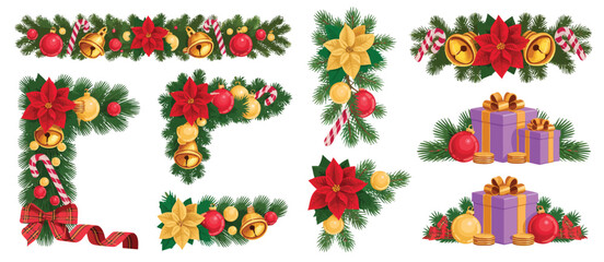 Christmas Festive Decorations Borders, Corners, and Gift Sets