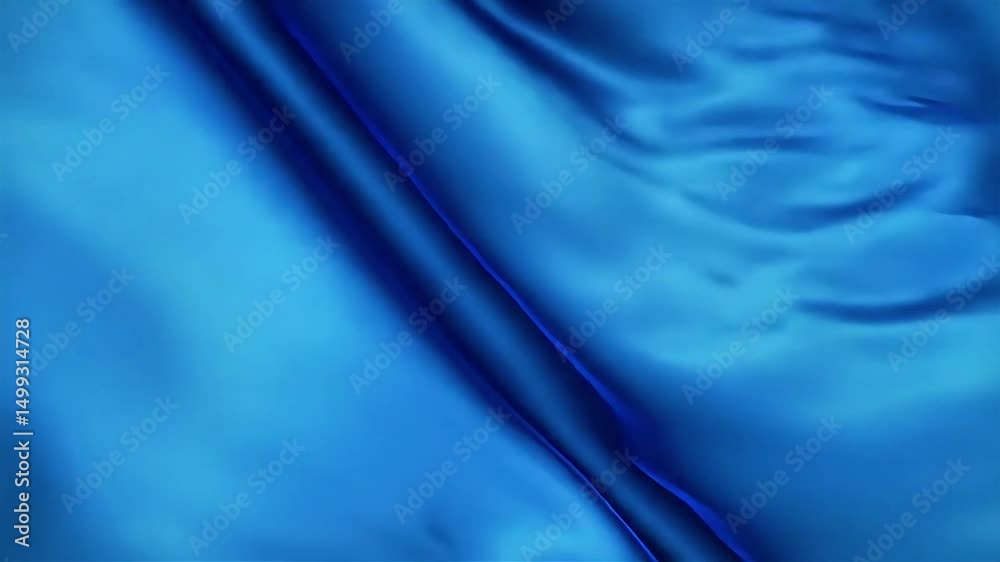 Poster flowing azure fabric: animated silk texture with subtle light play and gentle ripples