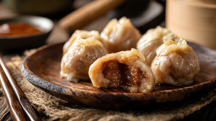 Delicious Taiwanese Ba Wan meatball served with a savory sauce.