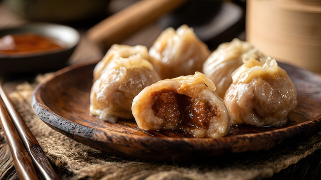 Delicious Taiwanese Ba Wan meatball served with a savory sauce.