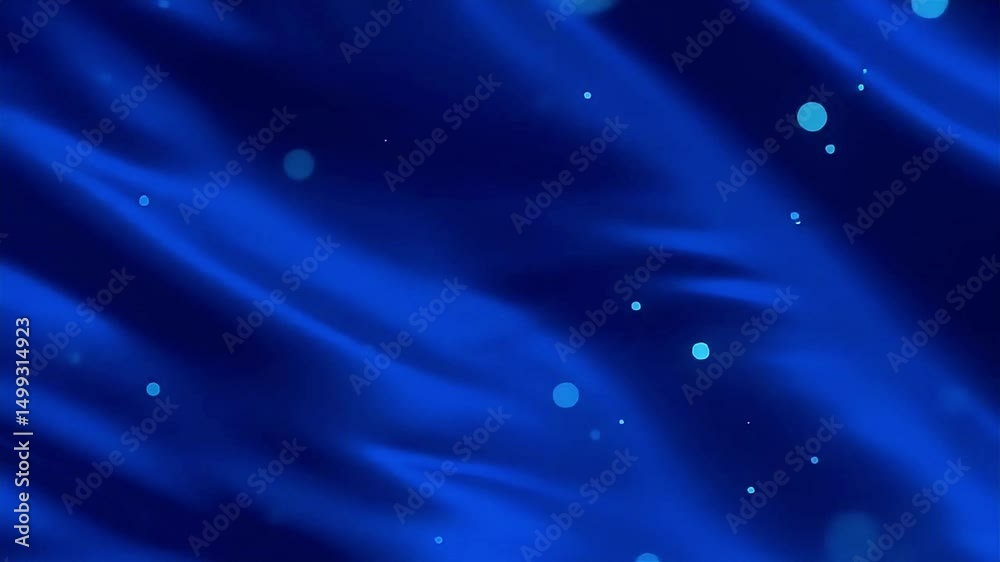 Aufkleber flowing royal blue fabric with floating light orbs animated background