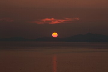 황금색 석양풍경