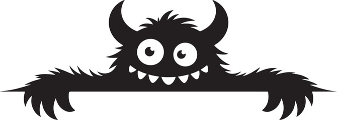 Friendly Black Monster Silhouette Holding Blank Sign