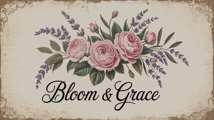 Vintage floral design elements for logos cafes or wedding invites