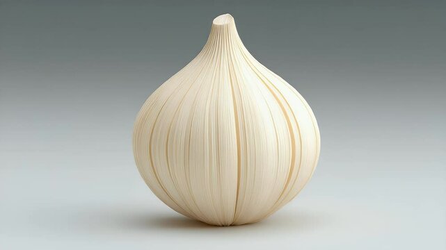 Rotating garlic clove on gray background
