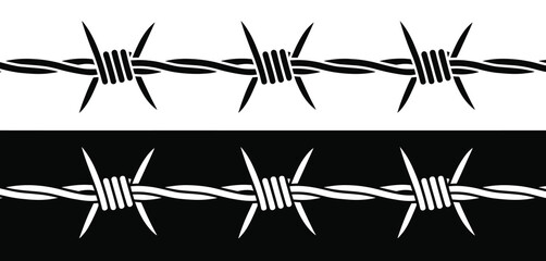 Barbed Wire Border Seamless Pattern Black and White