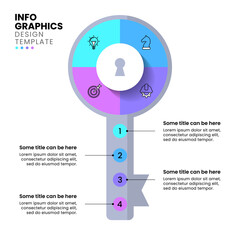 Infographic template. Key with 4 numbers and icons