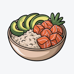 Delicious Salmon Avocado Quinoa Bowl Illustration
