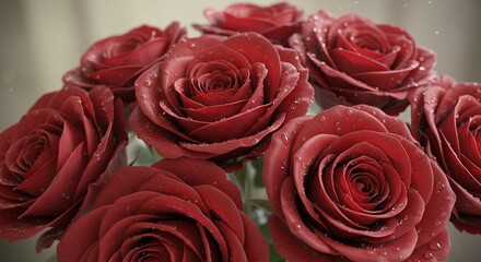 Red Roses Bouquet with Water Droplets