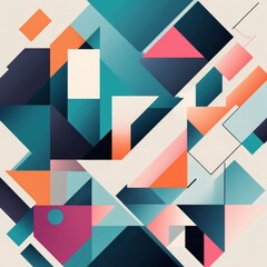 abstract geometric composition with various color and shape. A dynamic visual, offering a modern and artistic aesthetic