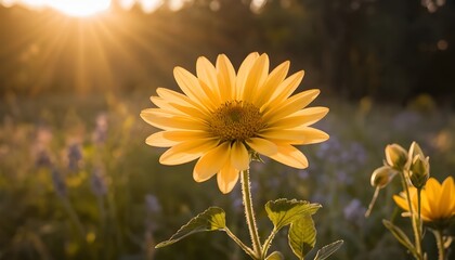 Obraz premium Golden Hour Floral Glow