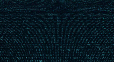 Abstract Digital Data Stream Teal Binary Code Background