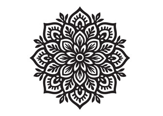 black mandala logo silhouette design, mandala design logo icon silhouette, mandala design patterns silhouette vector, Simple mandala design logo silhouette in vector style with a white background